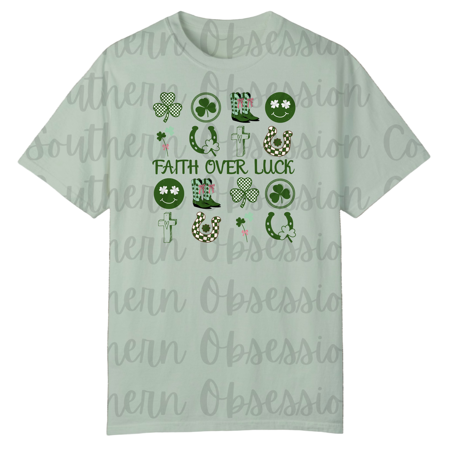 Faith Over Fear Shamrock Checkered