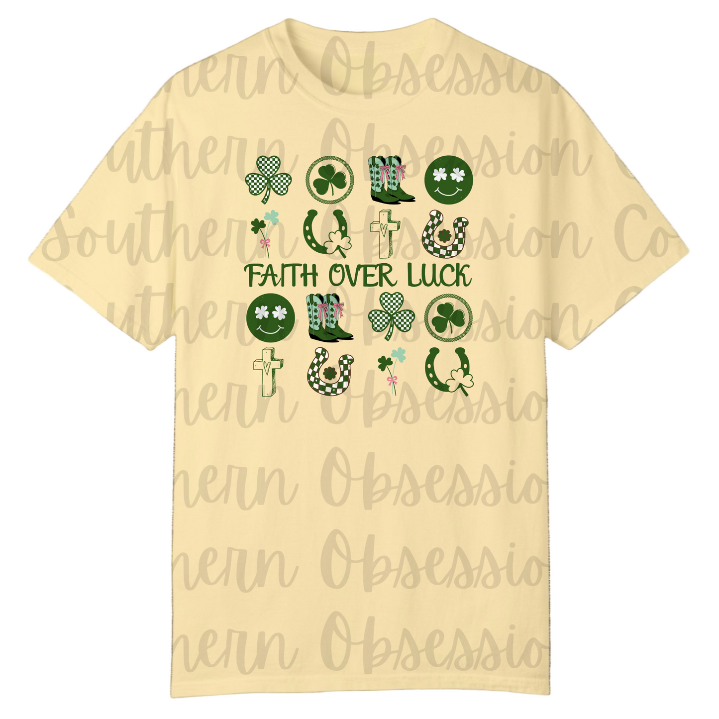 Faith Over Fear Shamrock Checkered