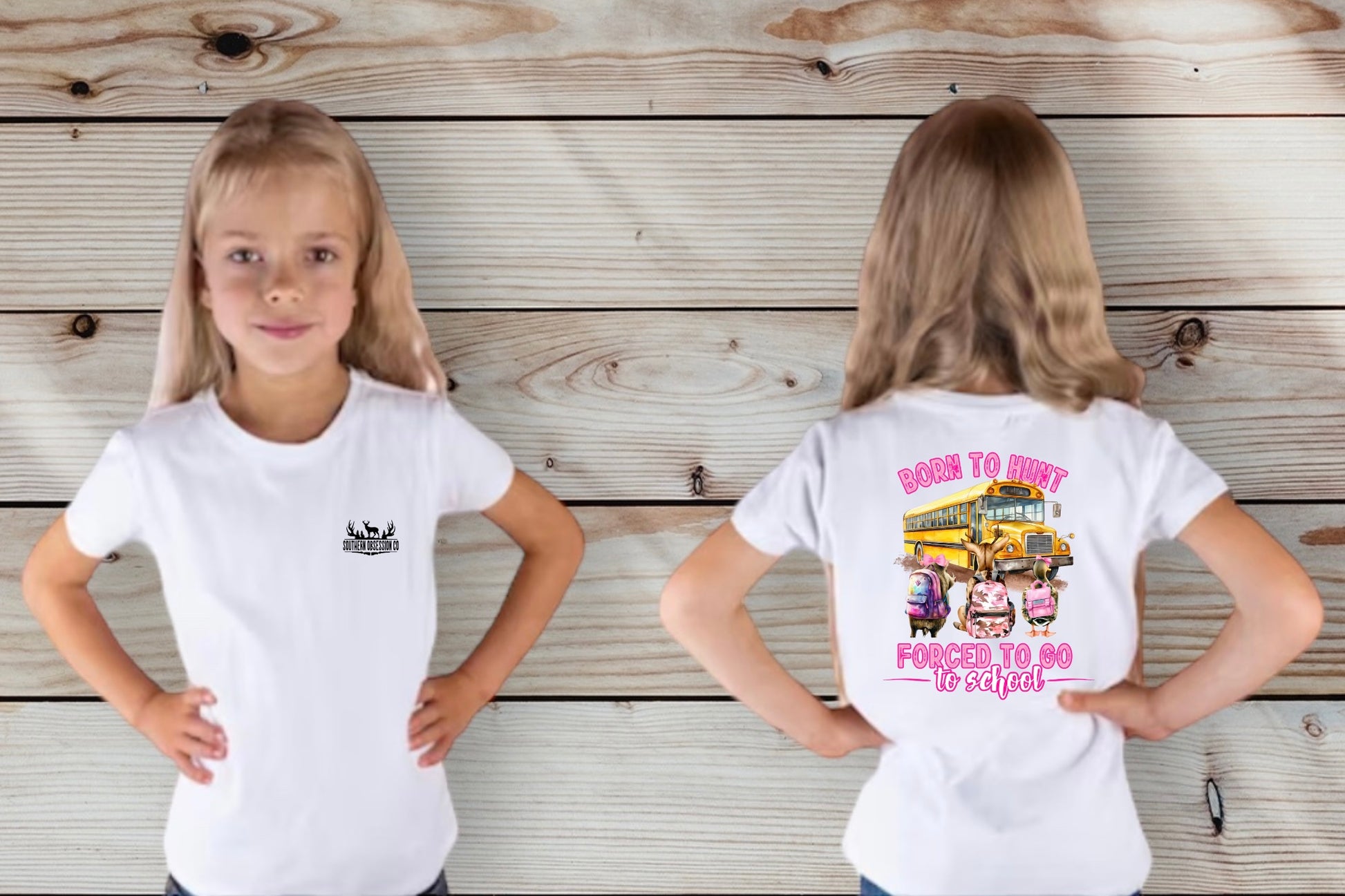 Girl "Born to Hunt" School bus Tee - Southern Obsession Co.