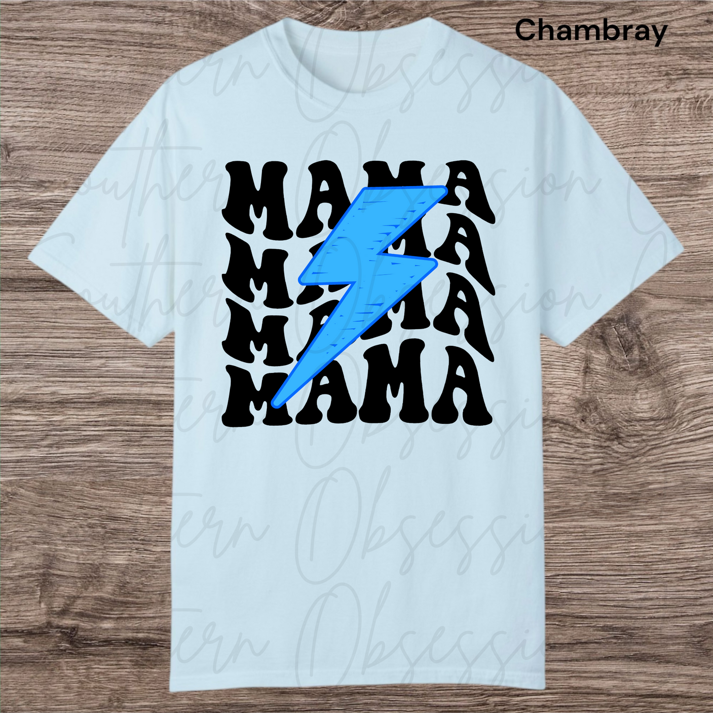 MAMA Blue Lightening Bolt Tee