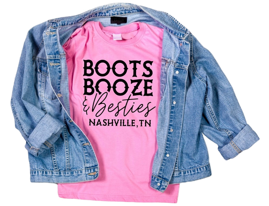 Boots Booze & Besties Tee - Southern Obsession Co.
