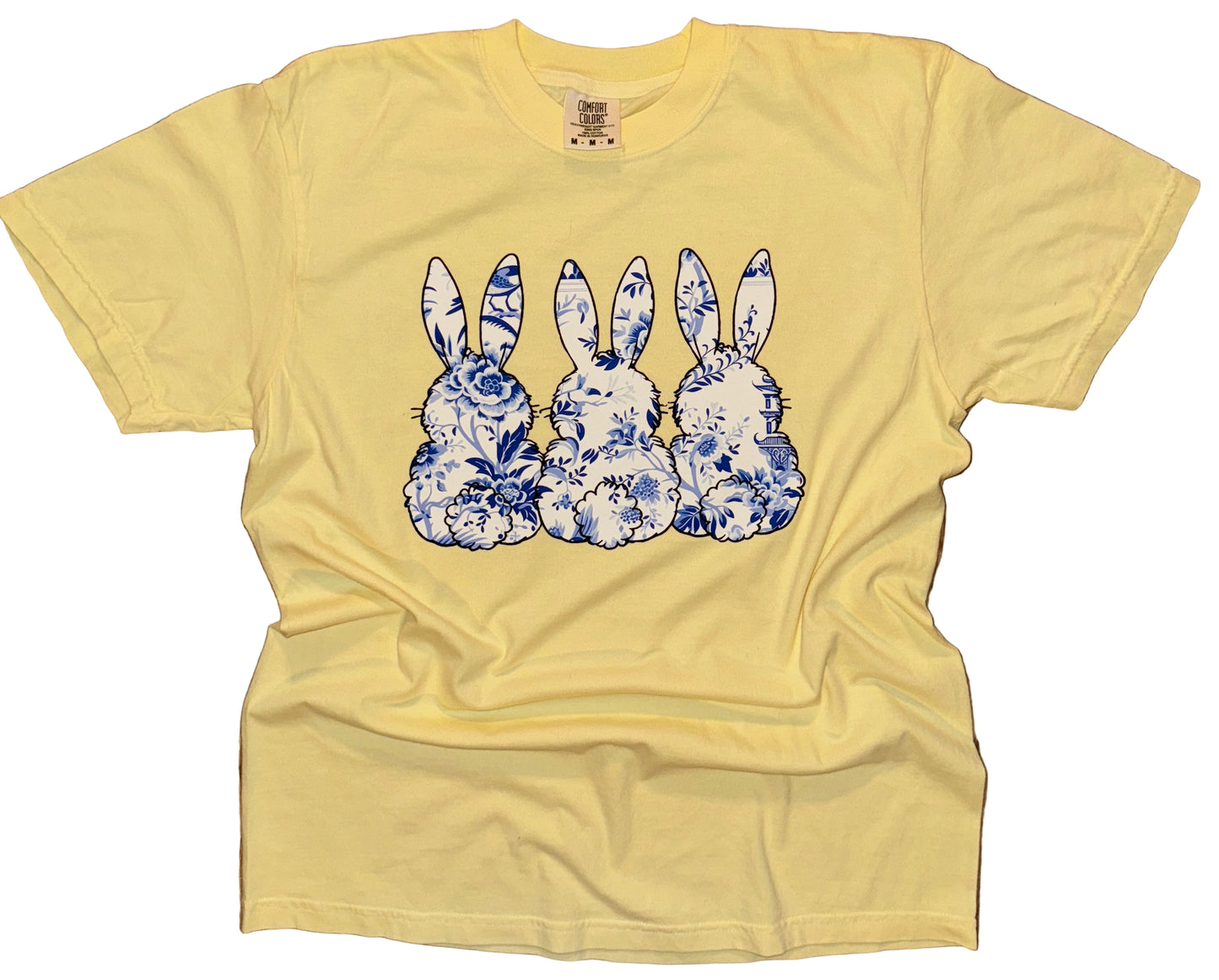 Blue Floral Bunnies Tee - Southern Obsession Co.