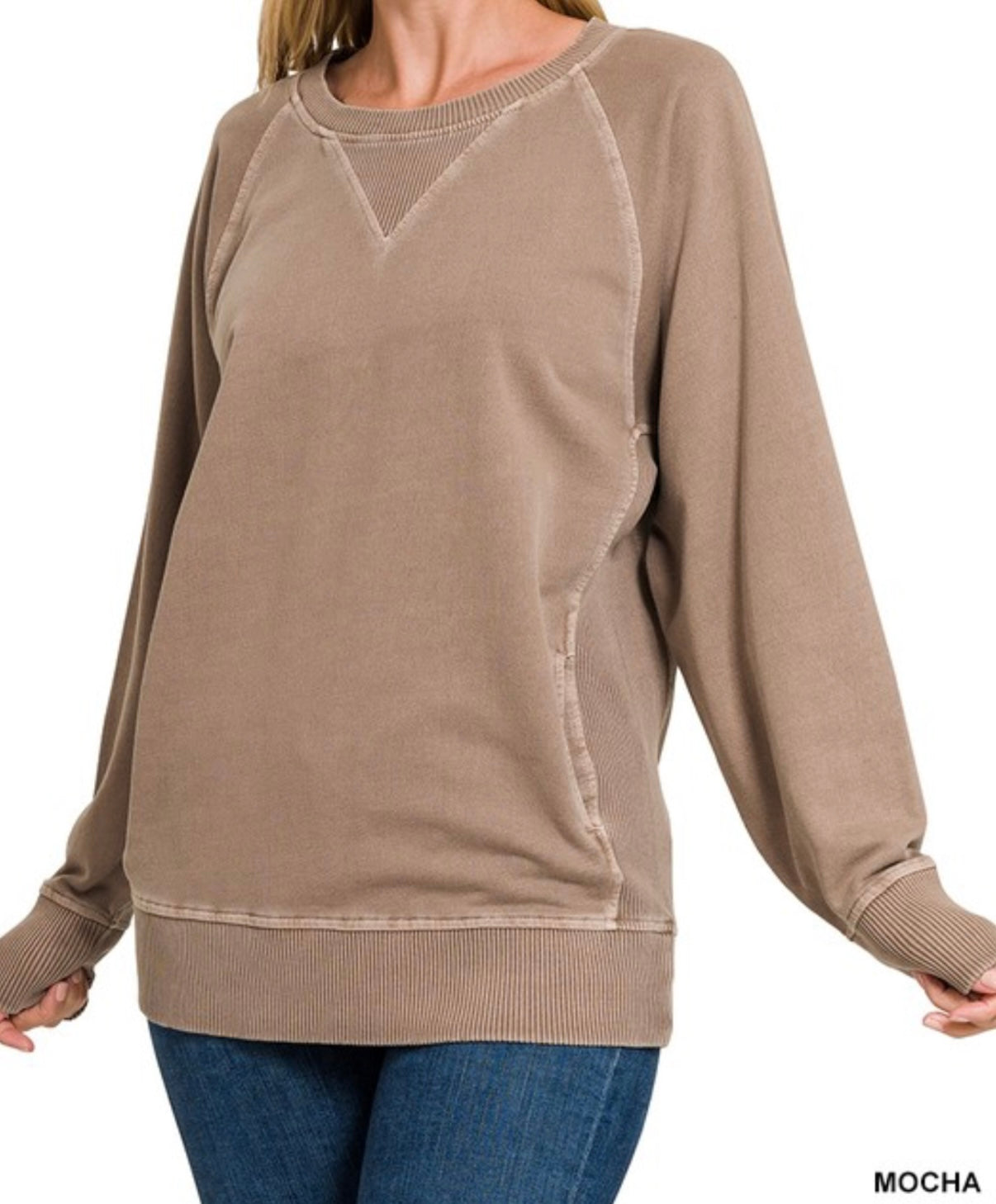 Mocha French Terry Pullover w/ pockets