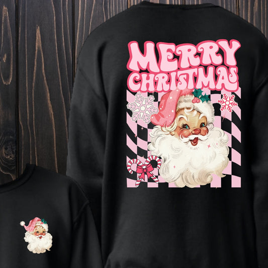 Pink "Merry Christmas" Santa Tee - Southern Obsession Co.