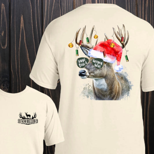 Buck Jingle Bells & Shotgun Shells Tee - Southern Obsession Co.