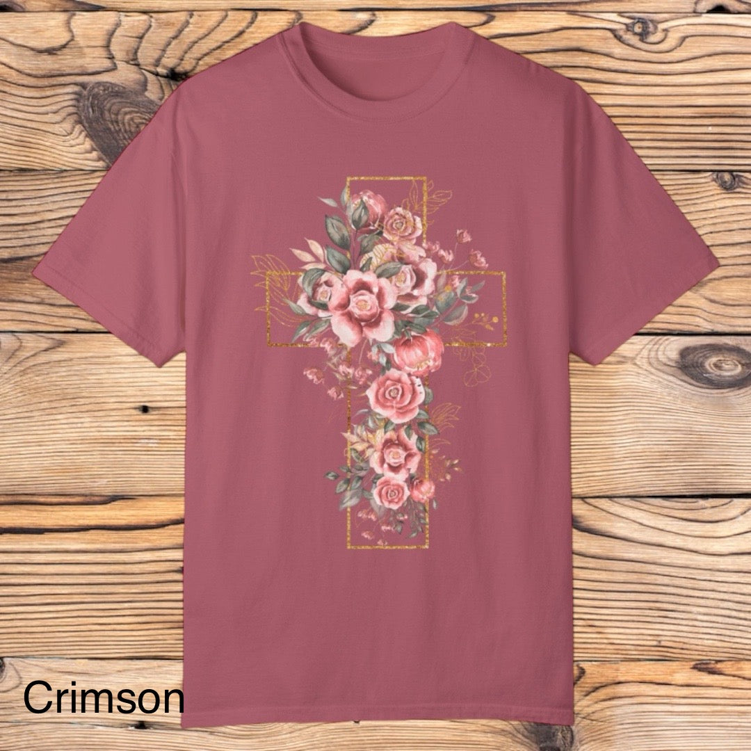 Floral Cross Tee - Southern Obsession Co.