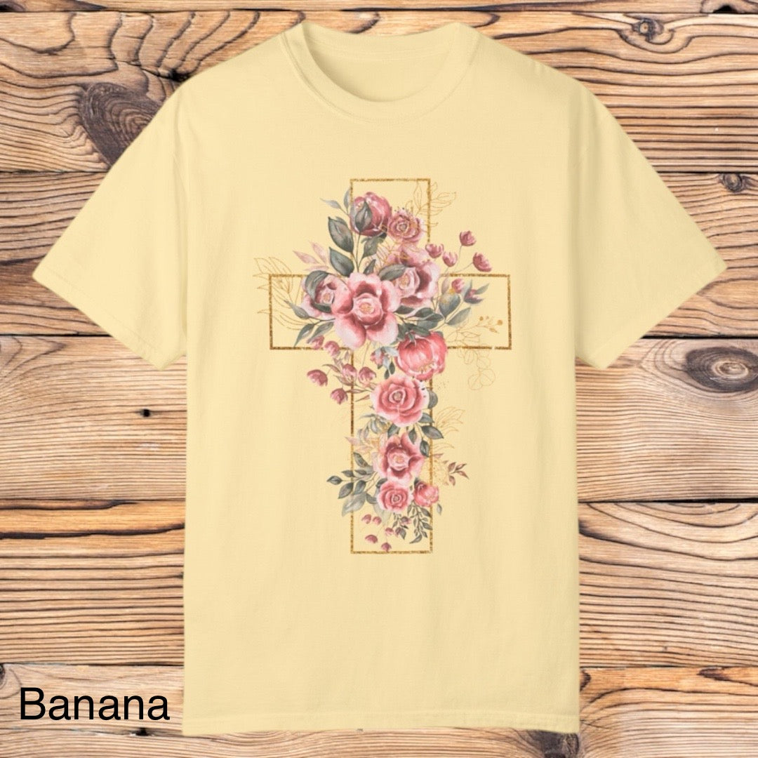 Floral Cross Tee - Southern Obsession Co.