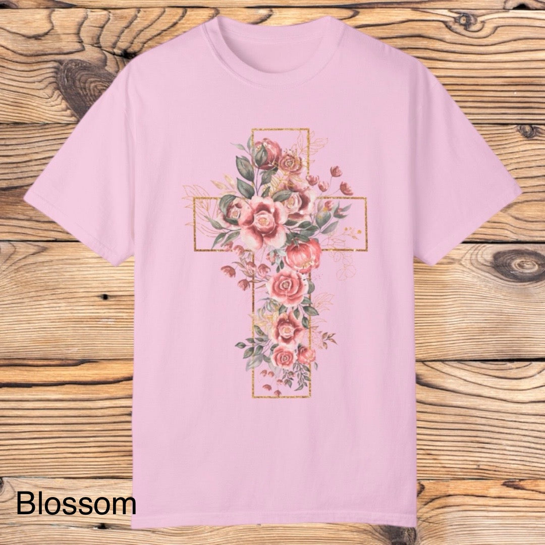 Floral Cross Tee - Southern Obsession Co.