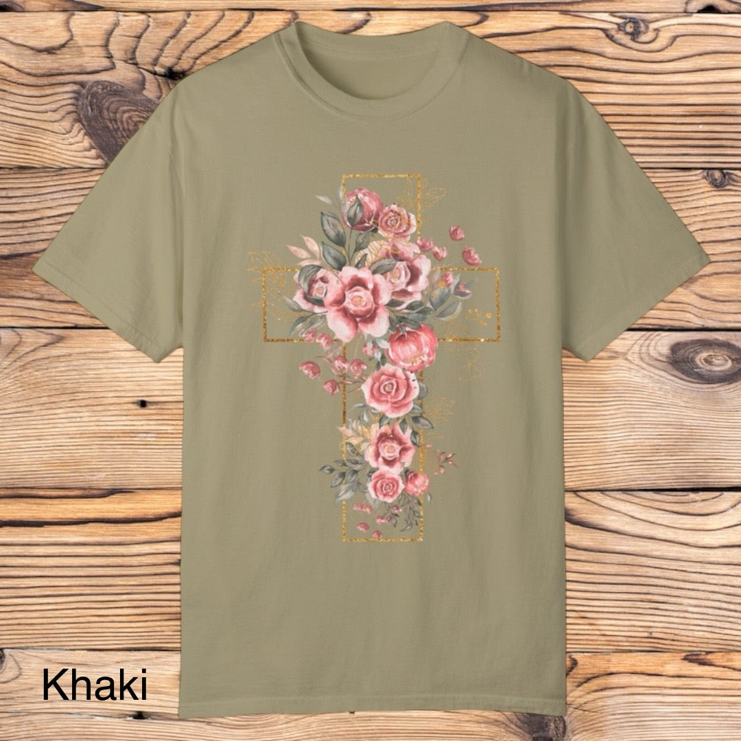 Floral Cross Tee - Southern Obsession Co.