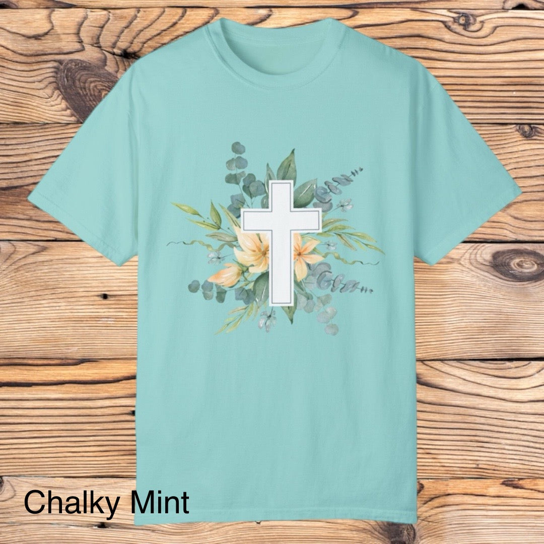 Spring Flower Cross Tee - Southern Obsession Co.