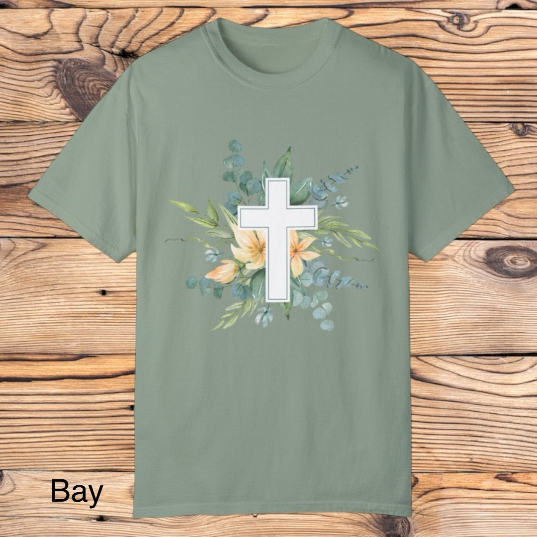 Spring Flower Cross Tee - Southern Obsession Co.