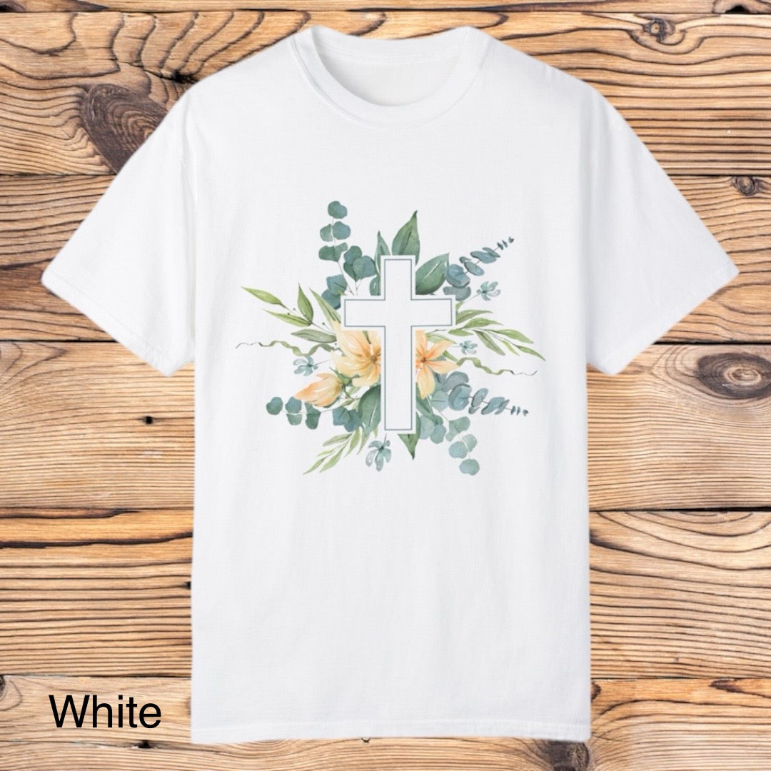 Spring Flower Cross Tee - Southern Obsession Co.