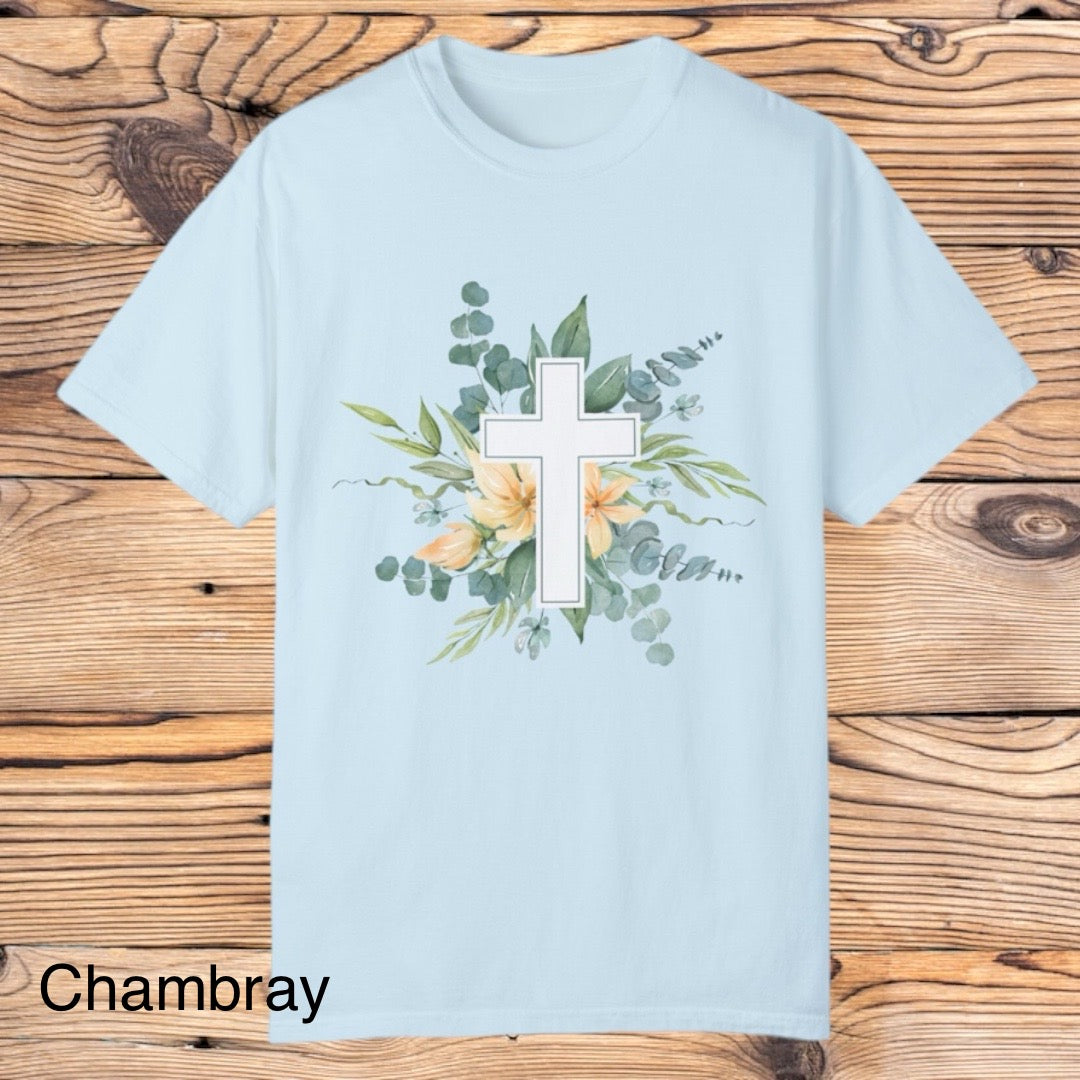 Spring Flower Cross Tee - Southern Obsession Co.