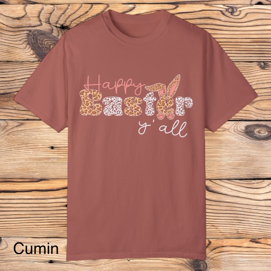 Cheetah Happy Easter Yall tee - Southern Obsession Co.