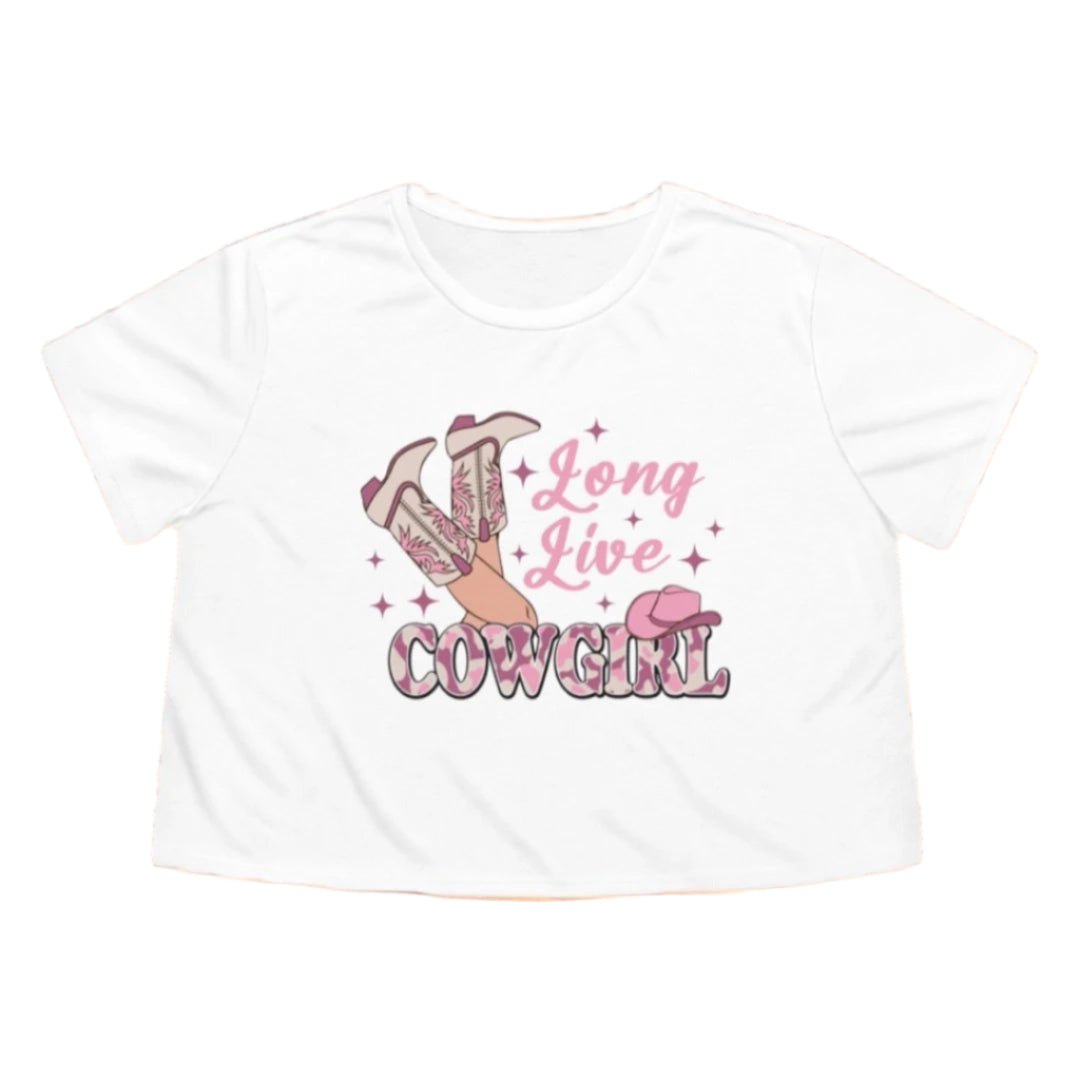 Cropped Long Live Cowgirl Tee - Southern Obsession Co.