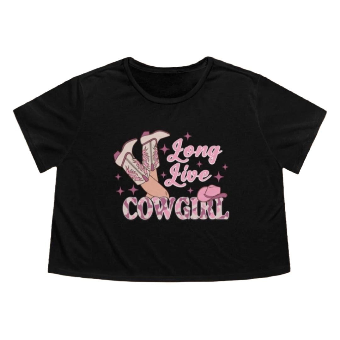 Cropped Long Live Cowgirl Tee - Southern Obsession Co.