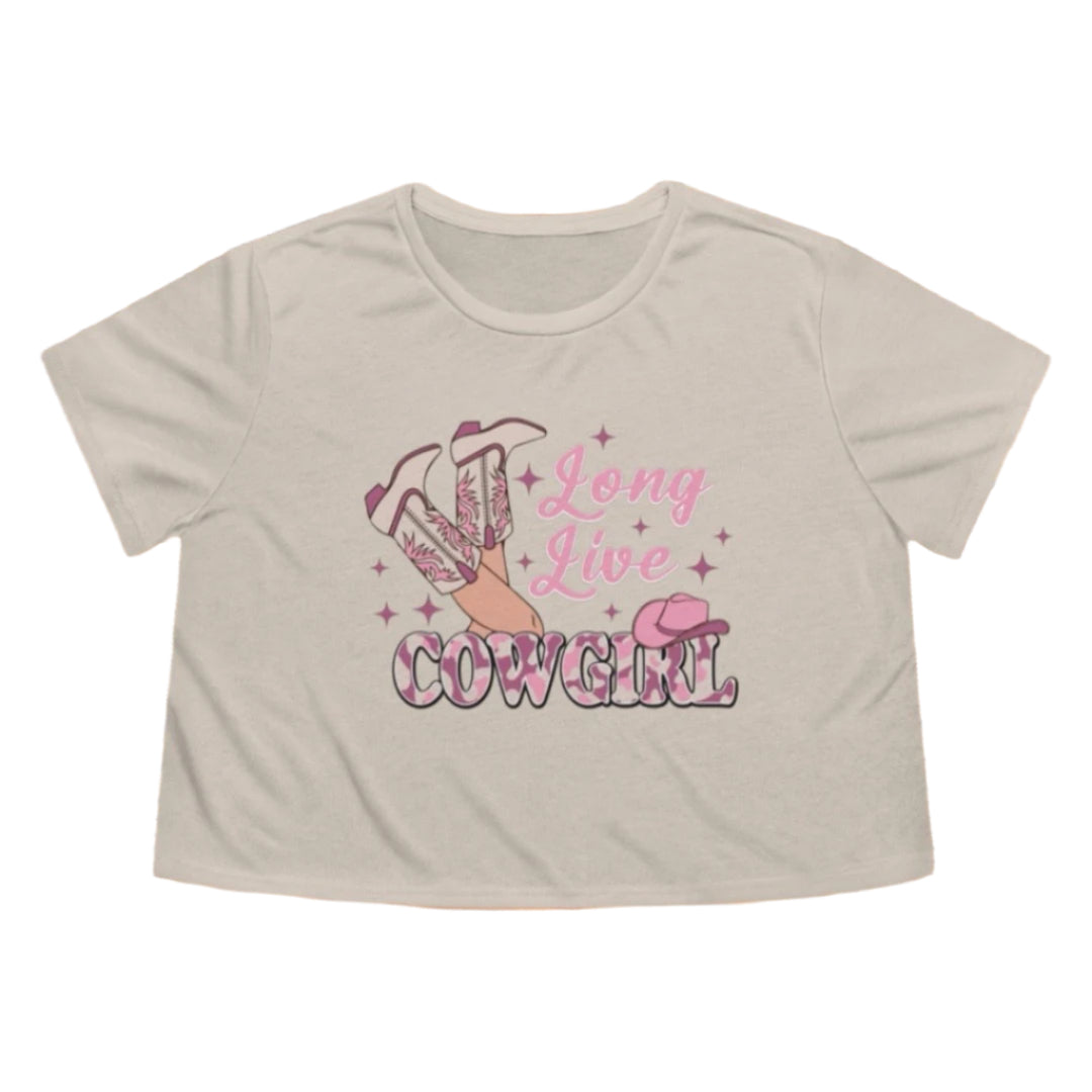 Cropped Long Live Cowgirl Tee - Southern Obsession Co.