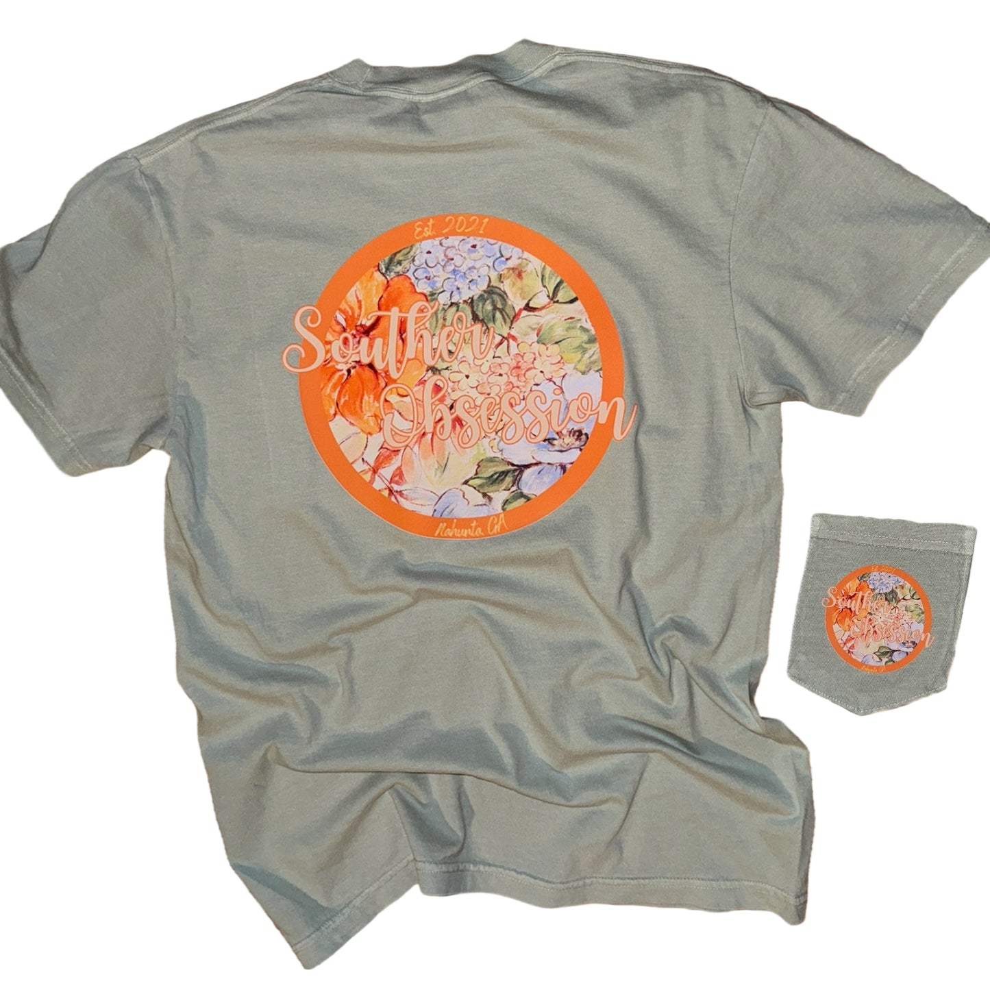 SOC Orange Floral Tee - Southern Obsession Co.
