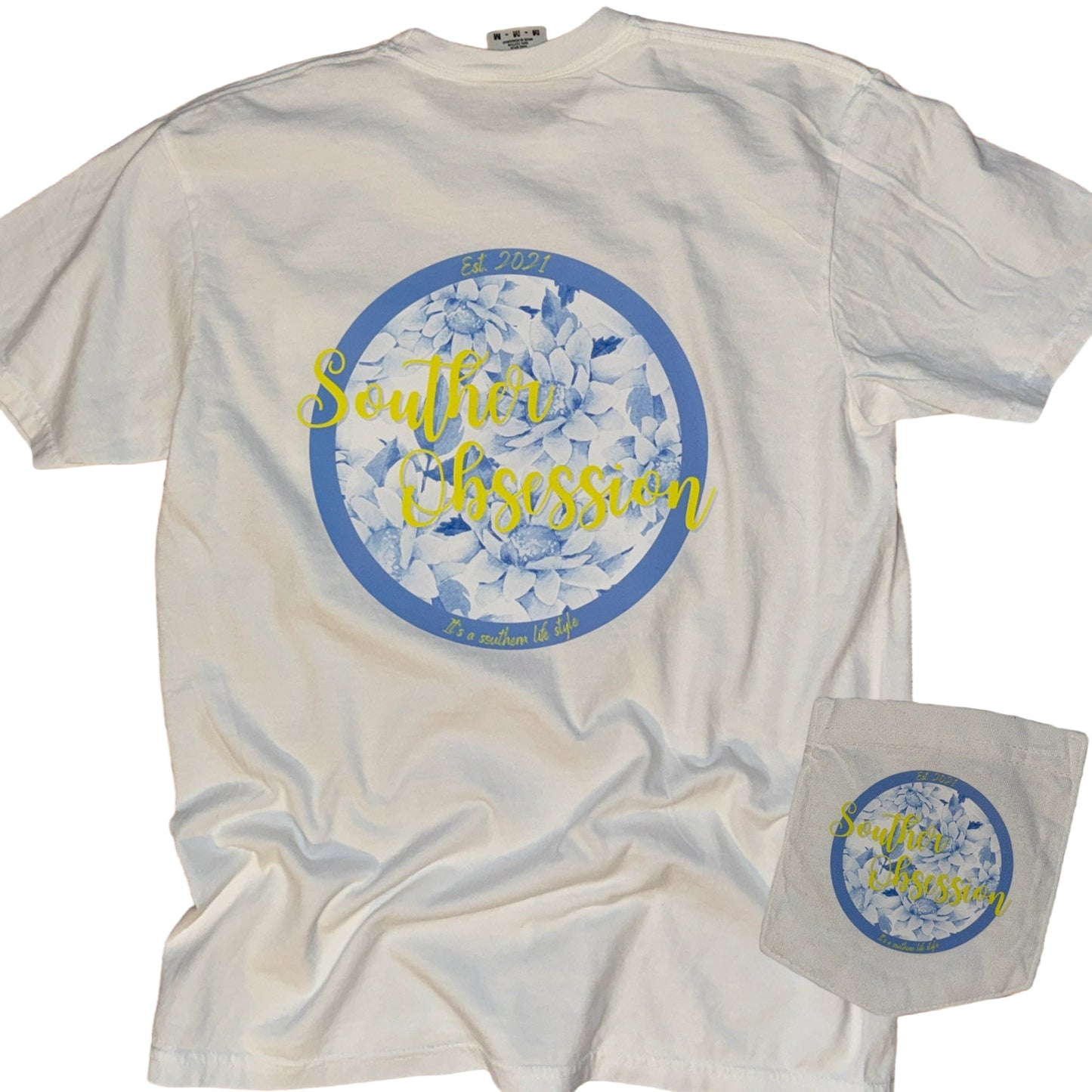SOC Blue & Pink Floral Tee - Southern Obsession Co.
