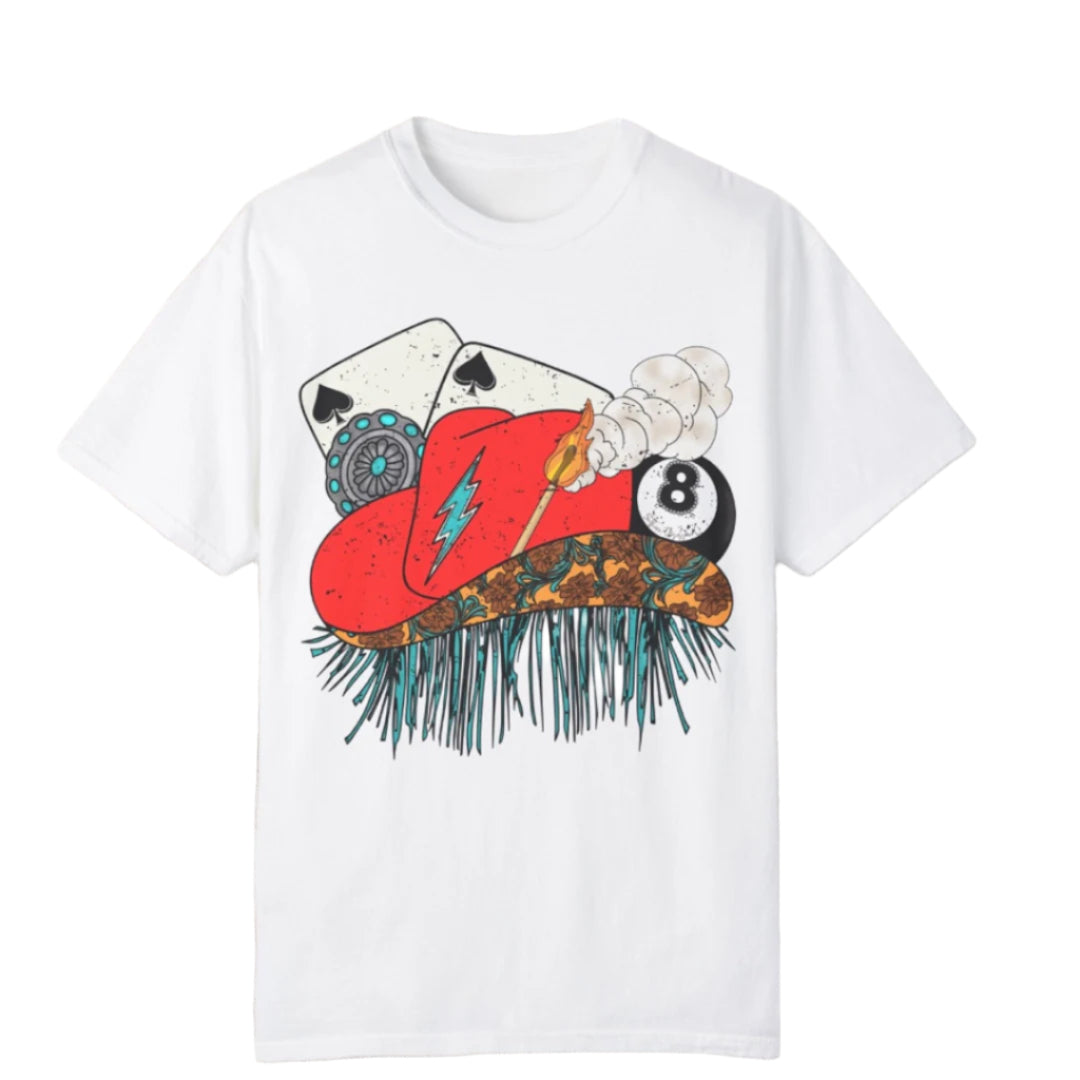 Cowgirl Hat Aces Tee - Southern Obsession Co.