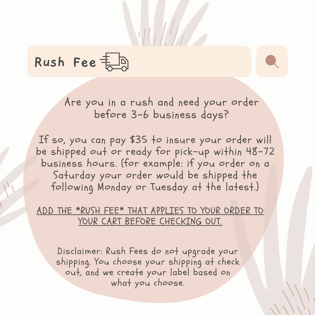  Rush Fee