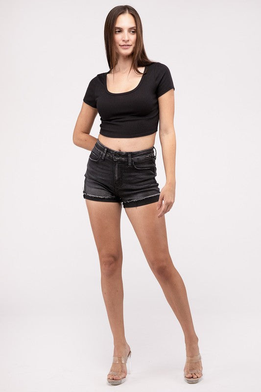 Washed Black Denim Shorts - Southern Obsession Co. 