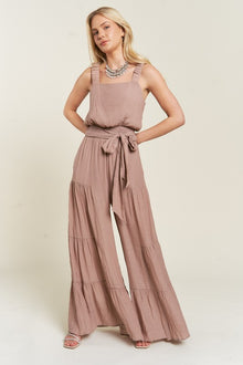  ELASTIC STRAP TIERED JUMPSUIT - Southern Obsession Co. 