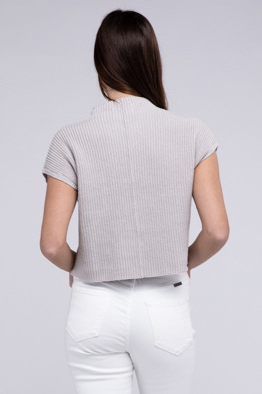Mock Neck SS Cropped Sweater - Southern Obsession Co. 