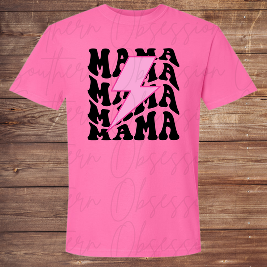 MAMA Pink Lightening Bolt Tee