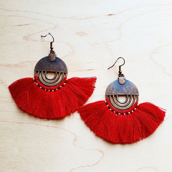 Red Fan Tassel Earrings - Southern Obsession Co. 