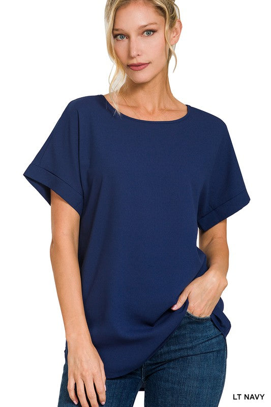 Navy Woven Blouse - Southern Obsession Co. 