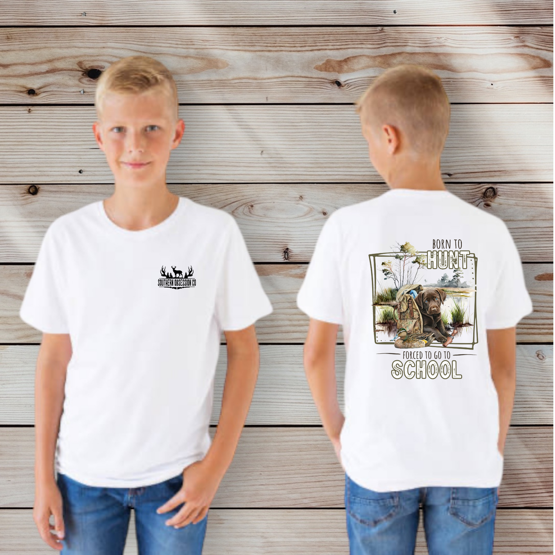 Kids Born To Hunt Dog Tee - Southern Obsession Co. 