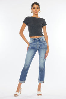  High Rise Cuffed Slim Straight Jeans - Southern Obsession Co. 