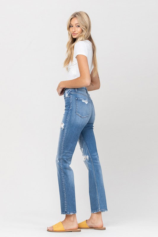 Super High Rise Distressed Straight - Southern Obsession Co. 