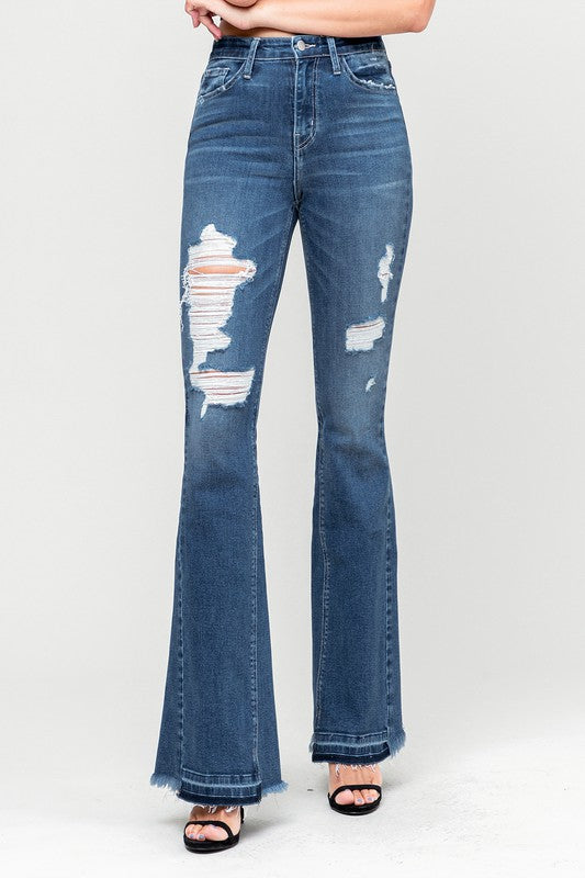 High Rise Distressed Released Hem Flare - Southern Obsession Co. 