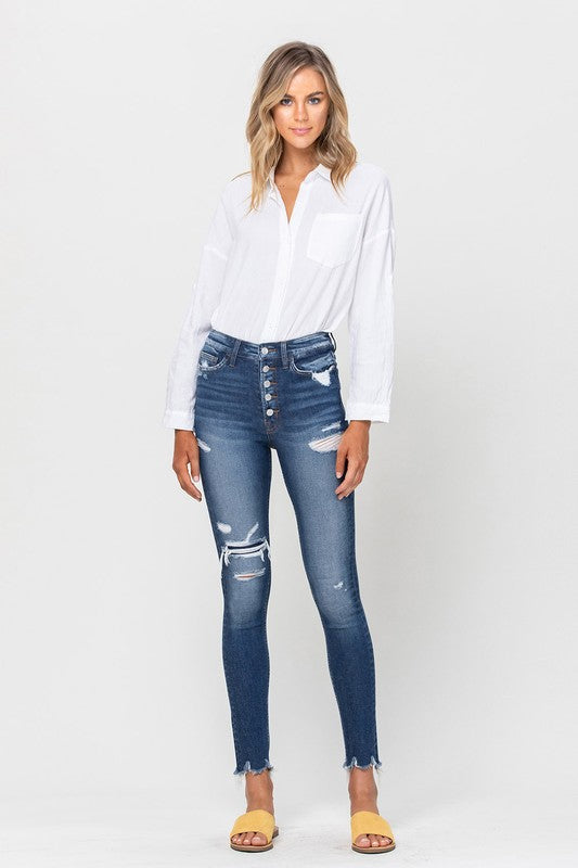 High Rise Raw Hem Ankle Skinny - Southern Obsession Co. 