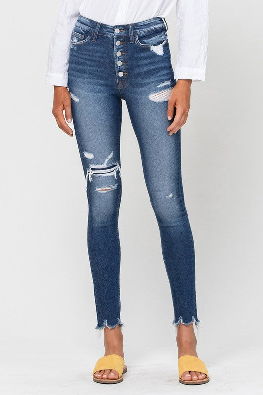 High Rise Raw Hem Ankle Skinny - Southern Obsession Co. 