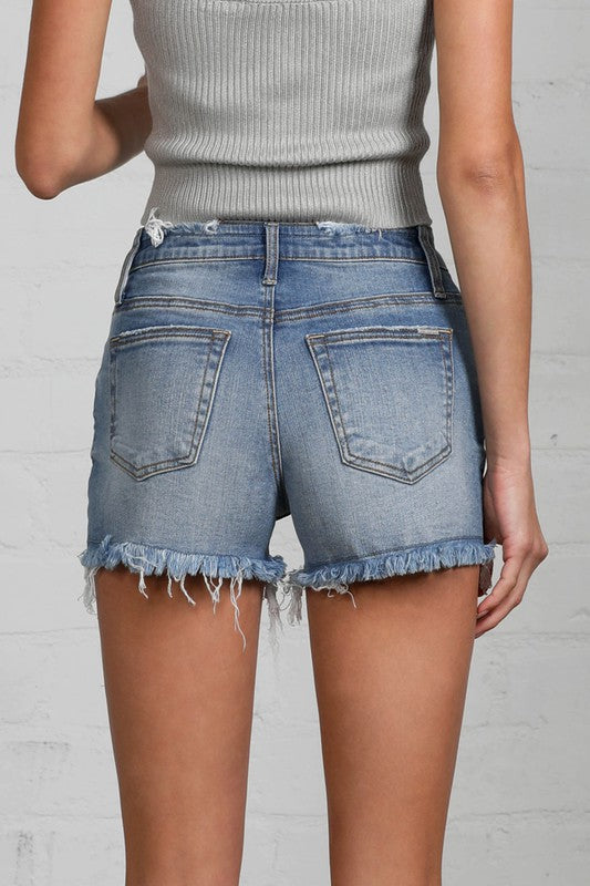 MID-RISE PREMIUM DISTRESSED SHORTS - Southern Obsession Co. 