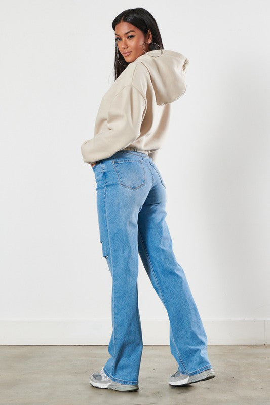 Distressed Wide Leg Jeans - Southern Obsession Co. 