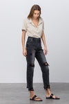 HIGH WAIST MOM FIT BLACK ANKLE JEANS - Southern Obsession Co. 