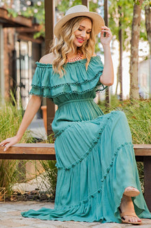  Off the Shoulder Ruffle Maxi Dress - Southern Obsession Co. 