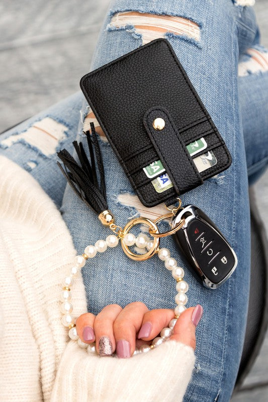 Pearl Key Ring Wallet Bracelet - Southern Obsession Co. 