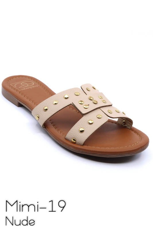Slide sandal with rivet studs - Southern Obsession Co. 
