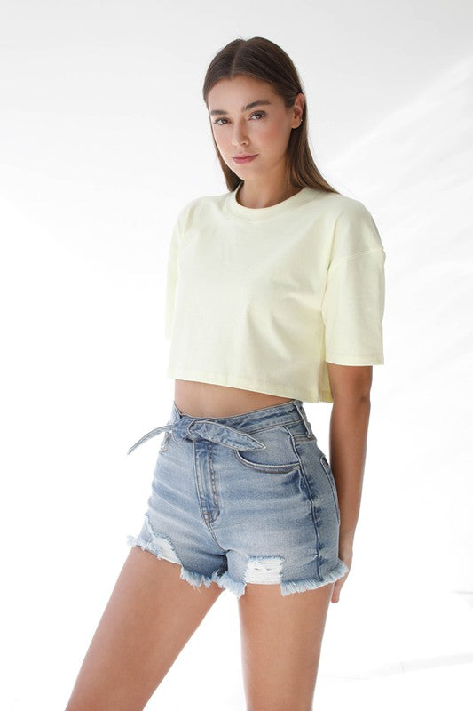 FRONT RIBBON TIE DETAIL SHORTS - Southern Obsession Co. 