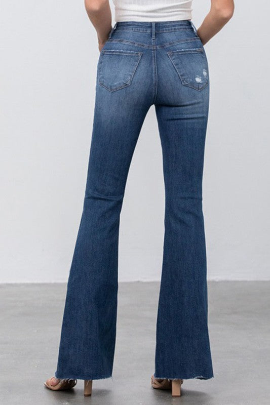 MID RISE DARK WASH FLARE JEANS - Southern Obsession Co. 