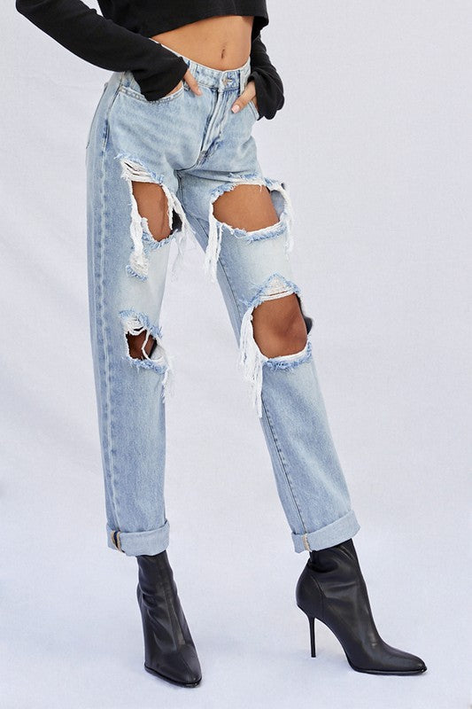 Ripped Baggy Jeans - Southern Obsession Co. 