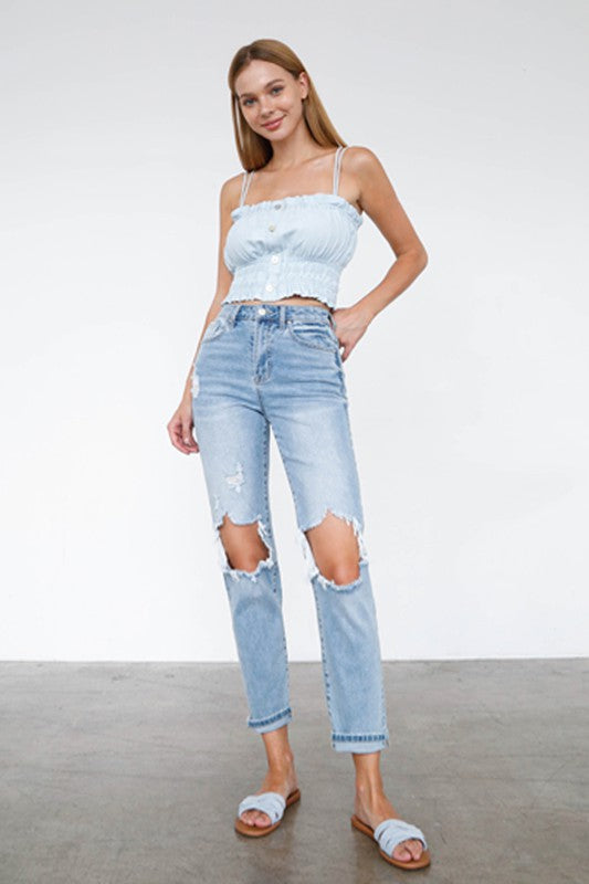 HIGH WAIST MOM JEANS - Southern Obsession Co. 