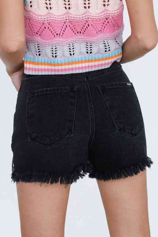 High Waist Crossover Denim Mom Shorts - Southern Obsession Co. 