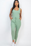 Ribbed Sleeveless Drawstring catsuits Jumpsuit - Southern Obsession Co. 