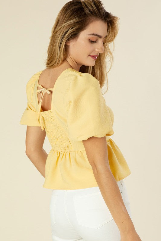 Bubbles sleeved peplum blouse - Southern Obsession Co. 